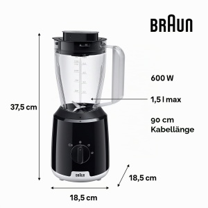 Blender Braun PowerBlend 1 JB1051BK, 1.5L, 600W, Negru - Img 6