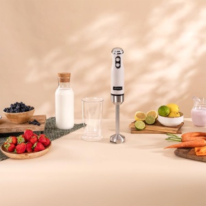 Blender de mana Cecotec Power RetroBeige 1200MAX Cream&Crush, putere maxima 1200 W, tehnologie CrossBlades, 2 viteze, set de accesorii poate fi spalat in masina de spalat vase, hota pentru stropire - Img 7