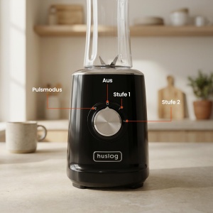 Blender Huslog 500W, 600ml, 4 cutite din otel inoxidabil, Negru - Img 3