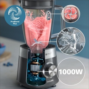 Blender Philips 5000-Serie HR302020, 1000 W, 2L, Negru - Img 2
