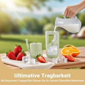 Blender portabil AMZCHEF Smoothie Maker To Go, 380 ml, 10 lame, verde - Img 2
