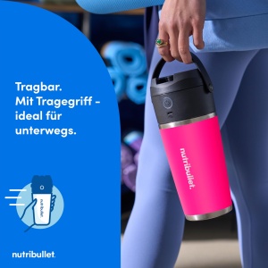Blender portabil Nutribullet Flip, 590 ml, inox, roz, kabellos, 14 mixuri - Img 5