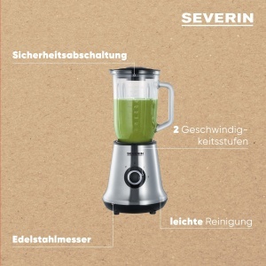 Blender SEVERIN SM 3734 500W 1L Sticla Functie Pulse NegruInox - Img 4