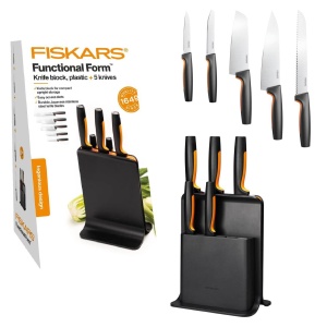 Bloc de cutite Fiskars Functional Form cu 5 cutite din otel japonez, negru - Img 2