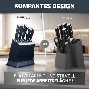 Bloc de cutite Tefal EverSharp Pro K297S744 6 piese tehnologie de ascutire automata otel inoxidabil german albastru - Img 8