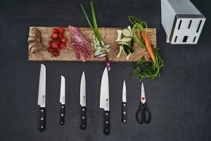 Bloc de cutite Zwilling Gourmet 7 piese Alb Autoascutire Otel inoxidabil - Img 3