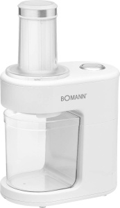 Bomann ME 470 CB Taietor electric in spirala cu 3 insertii diferite pentru tambur si lama din otel inoxidabil, deschidere mare de umplere, alb - Img 1