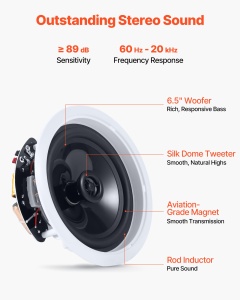 Boxe incastrabile VEVOR 165 mm, 150 W, Bluetooth 5.4 - Img 4