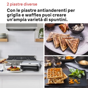 Braun SnackMaker 5 SM5005 Grill si Aparat de Wafe 800W Placi Detasabile Argintiu - Img 4