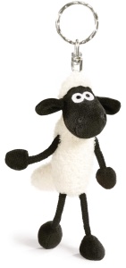 Breloc Shaun das Schaf 10cm Alb - Material Plusat si Inele Metalice Durabile