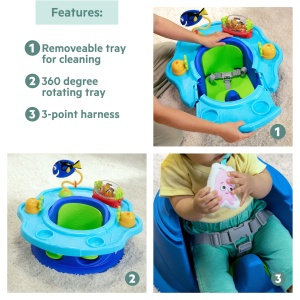 Bright Starts Disney Baby SuperSeat 3-in-1 Albastru Scaun Activitati si Masa pentru Copii 6 Luni - 3 Ani - Img 5
