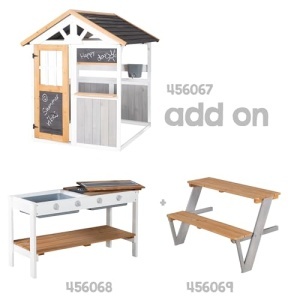 Bucatarie de Joaca Roba pentru Exterior Model Alb-Maro cu Plite BBQ si Accesorii din Lemn Rezistent la Intemperii - Img 3