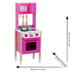 Bucatarie de Jucarie Theo Klein 7319 Barbie Epic Chef, 36 cm, din Lemn, Roz - Img 5