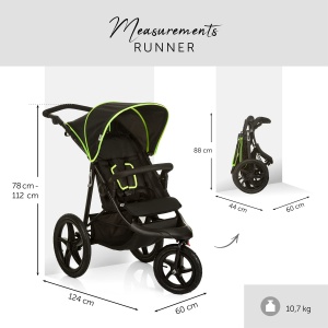 Buggy pentru copii Hauck Runner, 3 roti, XL Luftrreifen, NegruGalben - Img 3