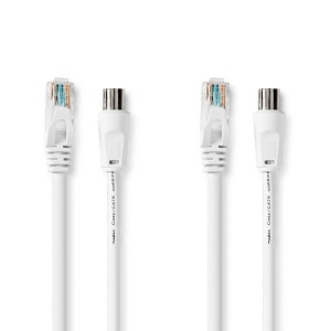 Cablaj Coaxial si Cat6 Nedis - 3m, Dublu Ecranat, Alb