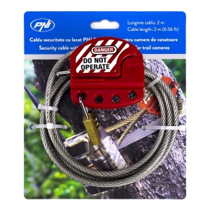 Cablu de siguranta cu lacat PNI 400C, 350C, 280C, 2m, Gri cu Rosu - Img 3
