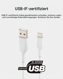Cablu USB-C Belkin BoostCharge, 1m, 2 bucati, Alb - Img 3