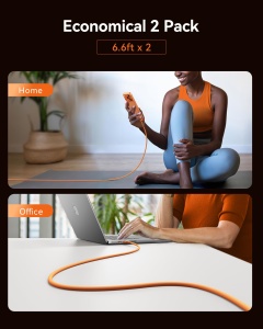 Cablu USB C INIU 240W, 2m, Portocaliu, 2Pack, Incuietor Nylon - Img 7
