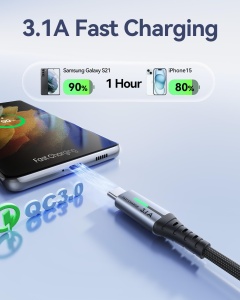 Cablu USB-C INIU 3m, 3.1A, Nylon, pentru iPhone 16, Samsung Galaxy S21 - Img 2