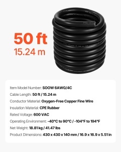 Cablul de alimentare VEVOR SOOW 6AWG4C 1524 m 600V manson CPE rezistent - Img 7