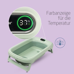 Cada pliabila pentru baie Maxi-Cosi Indigo, 0-4 ani, cu termometru integrat, verde salvie - Img 3
