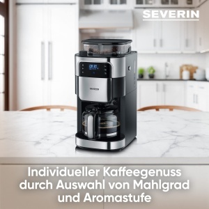 Cafetiera Severin KA 4813 cu Rasnita Integrata Timer 10 Cesti 1000W NegruInox - Img 3