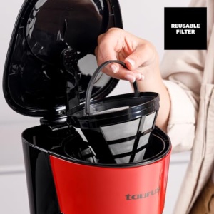 Cafetiera Taurus Verona Vintage Red 1000W 12 cesti Filtru reutilizabil - Img 3