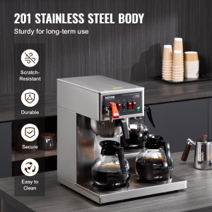 Cafetiera VEVOR FRB-286-BD3 12 Cesti 3 Carafe Sticla Inox - Img 5
