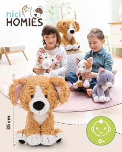 Caine de plus NICI 35cm - maro - jucarie moale pentru copii si adulti - Img 2