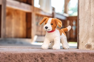 Caine de plus Steiff Snuffy Hund 27 cm, maroniubej, material moale - Img 3