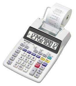 Calculator de birou SHARP EL-1750V, 12 cifre, design alb, cu imprimare