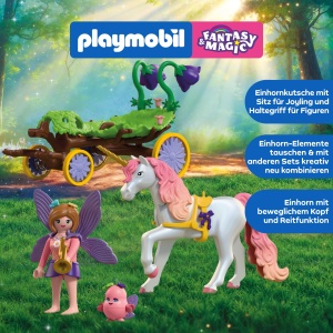 Caleasca cu Unicorn PLAYMOBIL 72216, cu Zana si Joyling, pentru copii peste 4 ani - Img 3