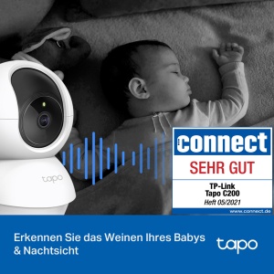 Camera de securitate Wi-Fi de interior Tapo TP-Link C200 360deg, FHD 1080P, Vedere pe timp de noapte, Detectare miscare, Audio bidirectional, compatibil cu Alexa si Google Assistant, pentru bebelusi/animale de companie - Img 3