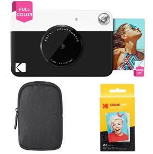 Camera foto instantanee Kodak Printomatic, 5MP, negru, cu husa si 20 de foi Zink