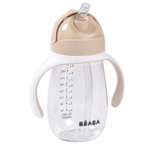 Cana cu pai Beaba 2-in-1 300 ml 100 etansa BPA-free culoare Argile