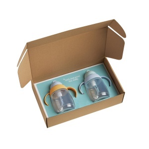 Cana cu pai Tommee Tippee 240 ml 6 luni antiscurgere set 2 bucati Albastru si Portocaliu - Img 2