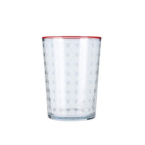 Cana decorativa Karaca Home, alba cu detalii rosii, cadou ideal pentru cei dragi