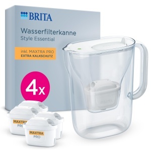 Cana filtranta BRITA Style Essential, 1.4L, alba, cu 4 cartuse MAXTRA PRO