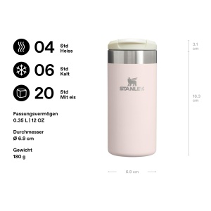 Cana termo Stanley Aerolight Transit 0.35L - Rezista 4 ore cald - Roz - Img 2
