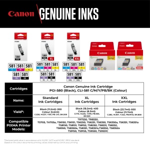 Canon CLI-581 XXL C M Y BK Value Pack 4 cartuse de cerneala cu cea mai mare capacitate XXL (Negru XXL, Cyan XXL, Magenta XXL, Galben XXL) Original [Ambalaj din carton reciclat ecologic 2024] - Img 3