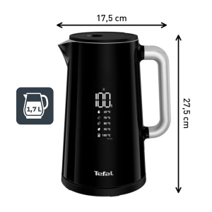 Cantar cu apa Tefal Smart Light, 1.7L, digital, 5 temperaturi, negru - Img 2