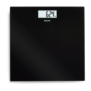 Cantar de baie Beurer GS 10, design negru, sticla securizata, afisaj LCD