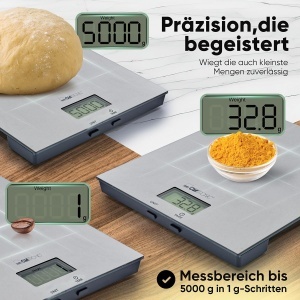 Cantar de bucatarie Clatronicr digital Trepte de 1gr pana la 5kg cu indicatie de cupa cupe Ideal pentru retete in tendinte extra plat Functia de tara  - Img 2