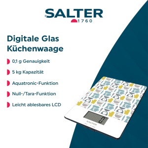 Cantar de bucatarie digital Salter 1102 GNBLDR, 5 kg, functie TARA, platforma din sticla - Img 2