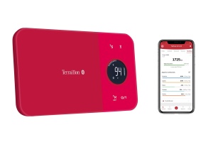 Cantar de bucatarie Terraillon, Poate fi conectat la smartphone/tableta, Calcul consum de energie, Cu functie de tara, Indicator de lichid, Temporizator, Bluetooth Smart, 5 kg, NutriTab, Rosu afine - Img 2