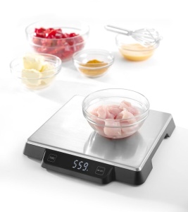Cantar digital de bucatarie HENDI, cantar de uz casnic, pentru max 15kg, precizie de pana la 1gr, cu afisaj digital incorporat, 266x269x(H)34mm, otel inoxidabil - Img 2