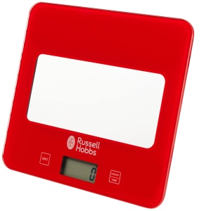Cantar digital de bucatarie Russell Hobbs RH01571AR - Cantar electronic pentru alimente cu functie de tara, cantar de copt / gatit cu capacitate de 5 kg, afisaj LCD, platforma de sticla, baterii incluse, garantie de 5 ani - Img 1