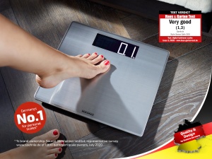 Cantar digital Soehnle Style Sense Safe pentru 300 de persoane cu afisaj LCD foarte mare, cantar plat pentru baie cu acoperire anti-amprenta, cantar din otel inoxidabil - Img 2