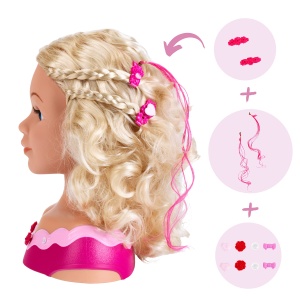 Cap de coafura Theo Klein 5392 Emma cu set cosmetice, par lavabil, 27 cm - Img 3
