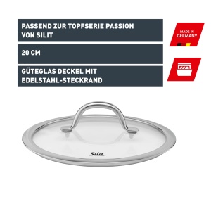 Capac de oala Silit Passion 20 cm, din sticla termorezistenta, cu maner din otel inoxidabil - Img 2